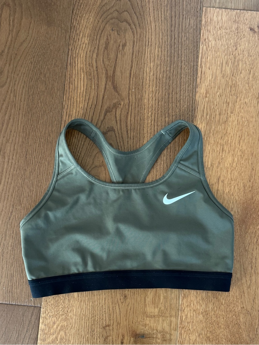 Nike Olive Green Racerback Sports Bra with Black Band